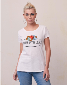 Ladies Vintage T Large Logo Print Fruit of the Loom 011432A