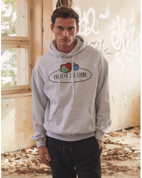 Vintage Hooded Sweat Classic Large Logo Print Fruit of the Loom 012208A