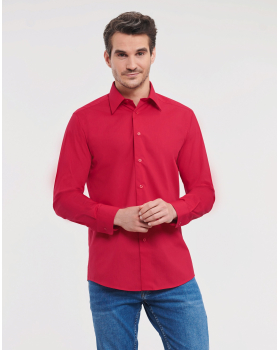 Chemise en Popeline Coupe Ajustée et Manches Longues Russell 924M