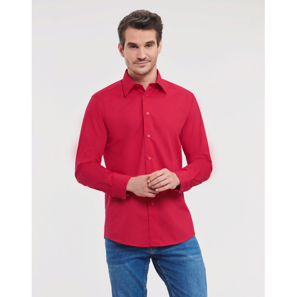 Chemise en Popeline Coupe Ajustée et Manches Longues Russell 924M