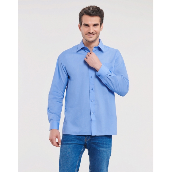 Chemise Homme En Popeline Polycoton Manches Longues Russell 934M