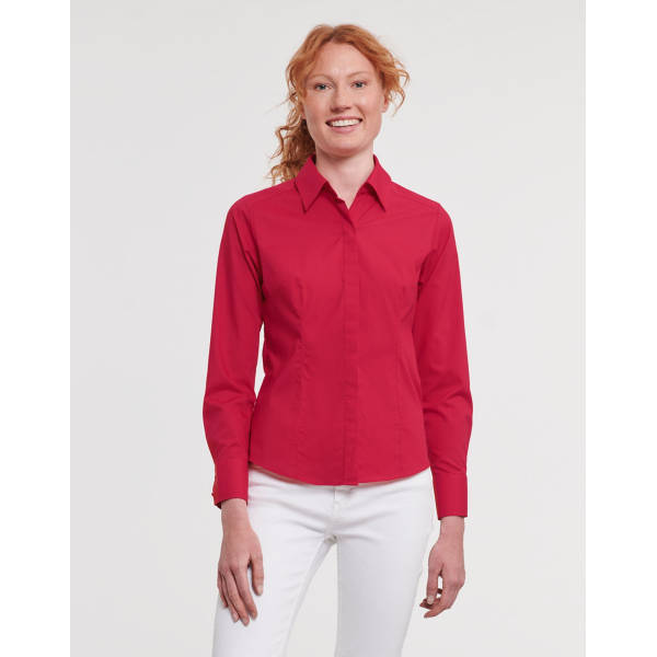 Chemise Femme en Popeline Coupe Ajustée et Manches Longues Russell 924F