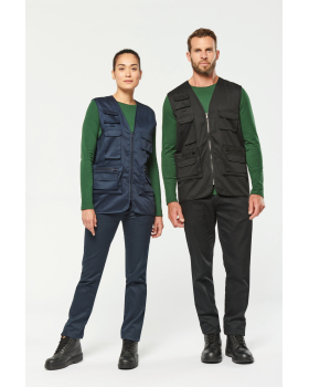 Gilet polycoton multipoches doublé unisexe WK609