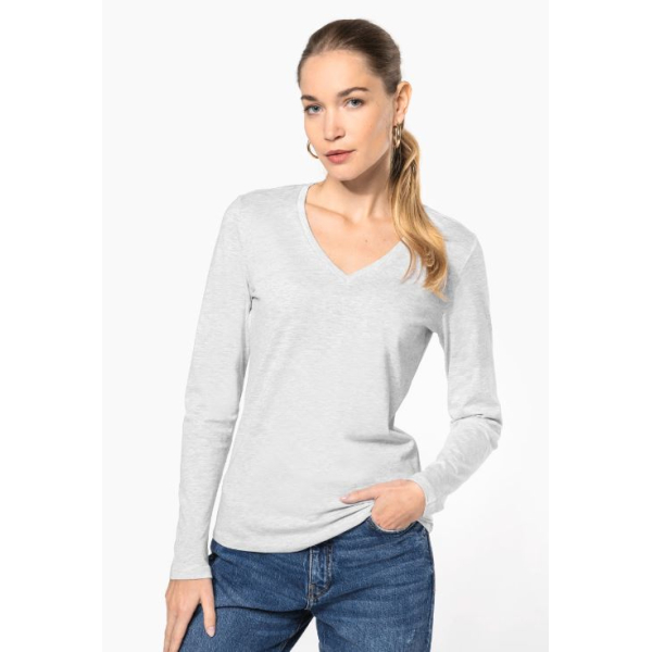 T-Shirt Col V Manches Longues Femme Kariban K382 - 21