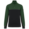 Sweat-shirt écoresponsable col zippé unisexe Black / Forest Green