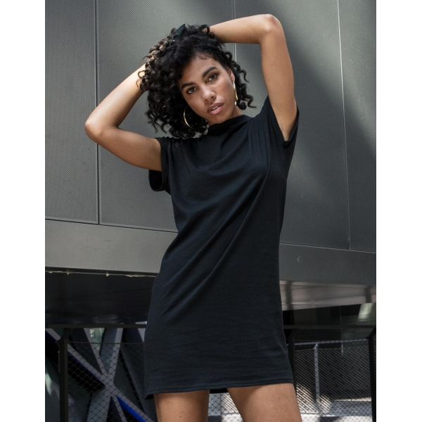 Robe Femme Col Montant et Épaules Tombantes Build Your Brand BY101 black